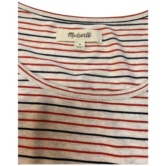 Madewell Swingy Tee Sacramento Striped Scoop Neck Short Sleeve Red Blue Dress M - Picture 11 of 16